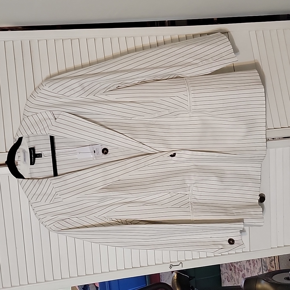 Lane Bryant Women's blazer white with black stripes 28 modern stretch NWT